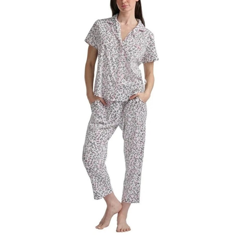 Karen Neuburger Women's S 2-Piece Pajama Set  Leopard Print M0394